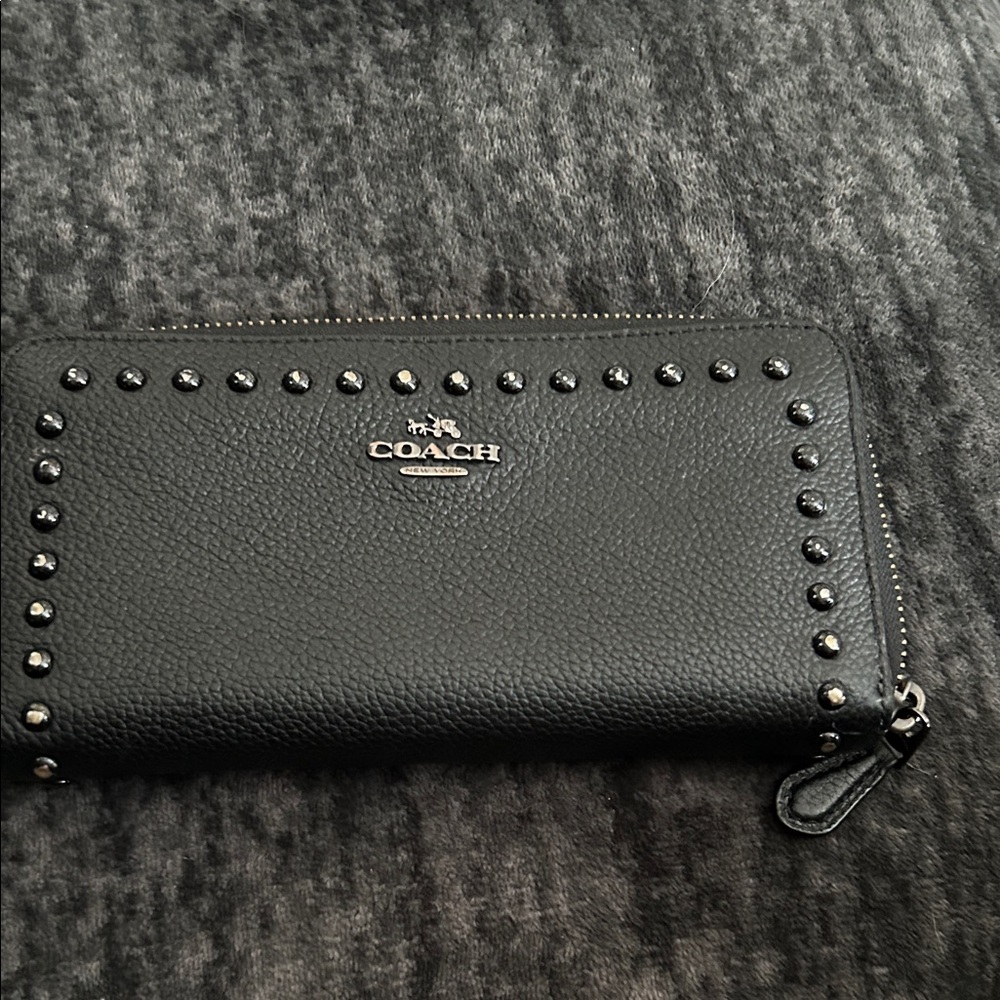 Coach Black Wallet with Silver Studs